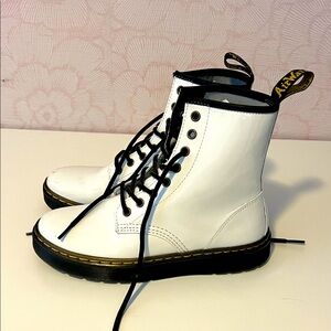 Dr. Martens 1460 white patent leather boots